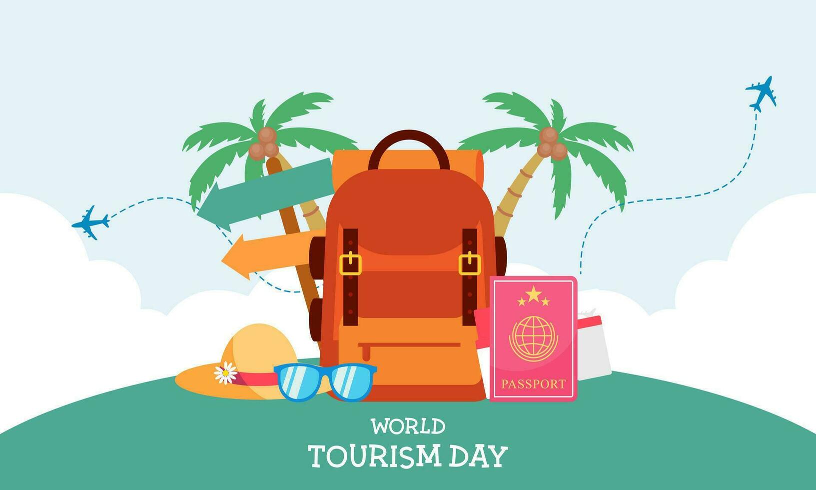 Flat background for world tourism day celebration vector