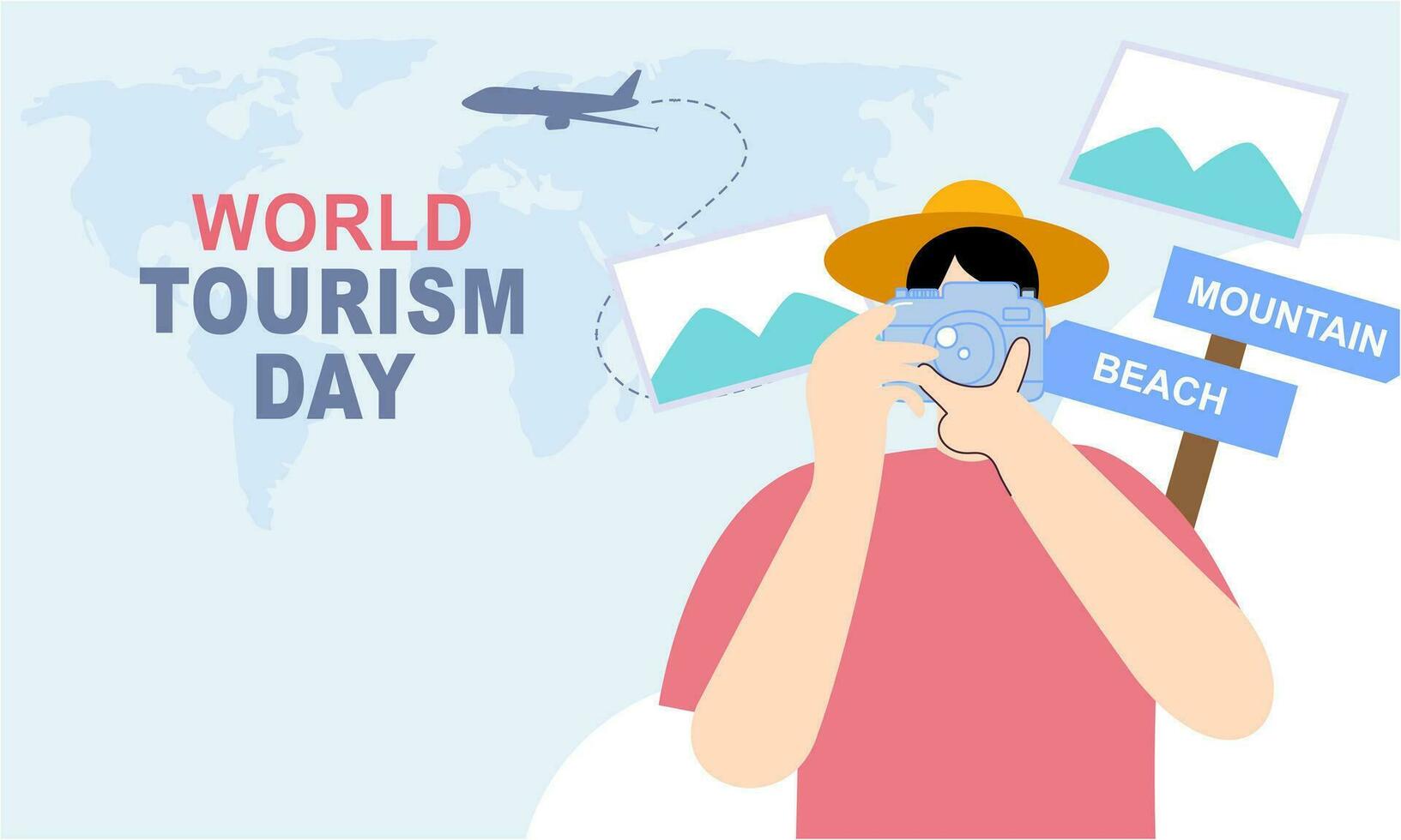 Flat background for world tourism day celebration vector