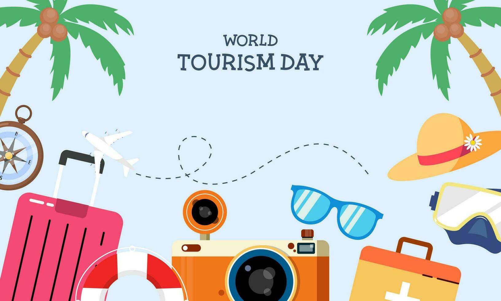 Flat background for world tourism day celebration vector