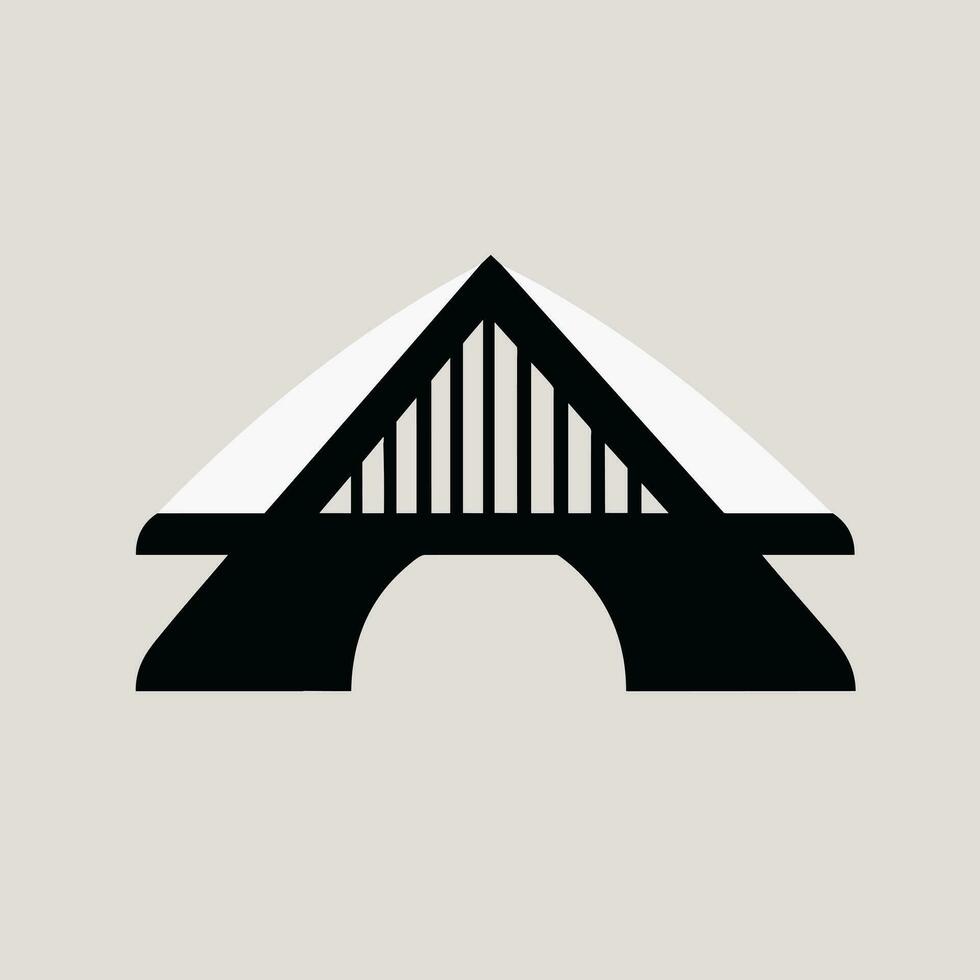 Wealth management filled monochrome logo. Financial service. Mountain and bridge. A letter. Design element. Created with artificial intelligence. Ai art for corporate branding, investment firm vector