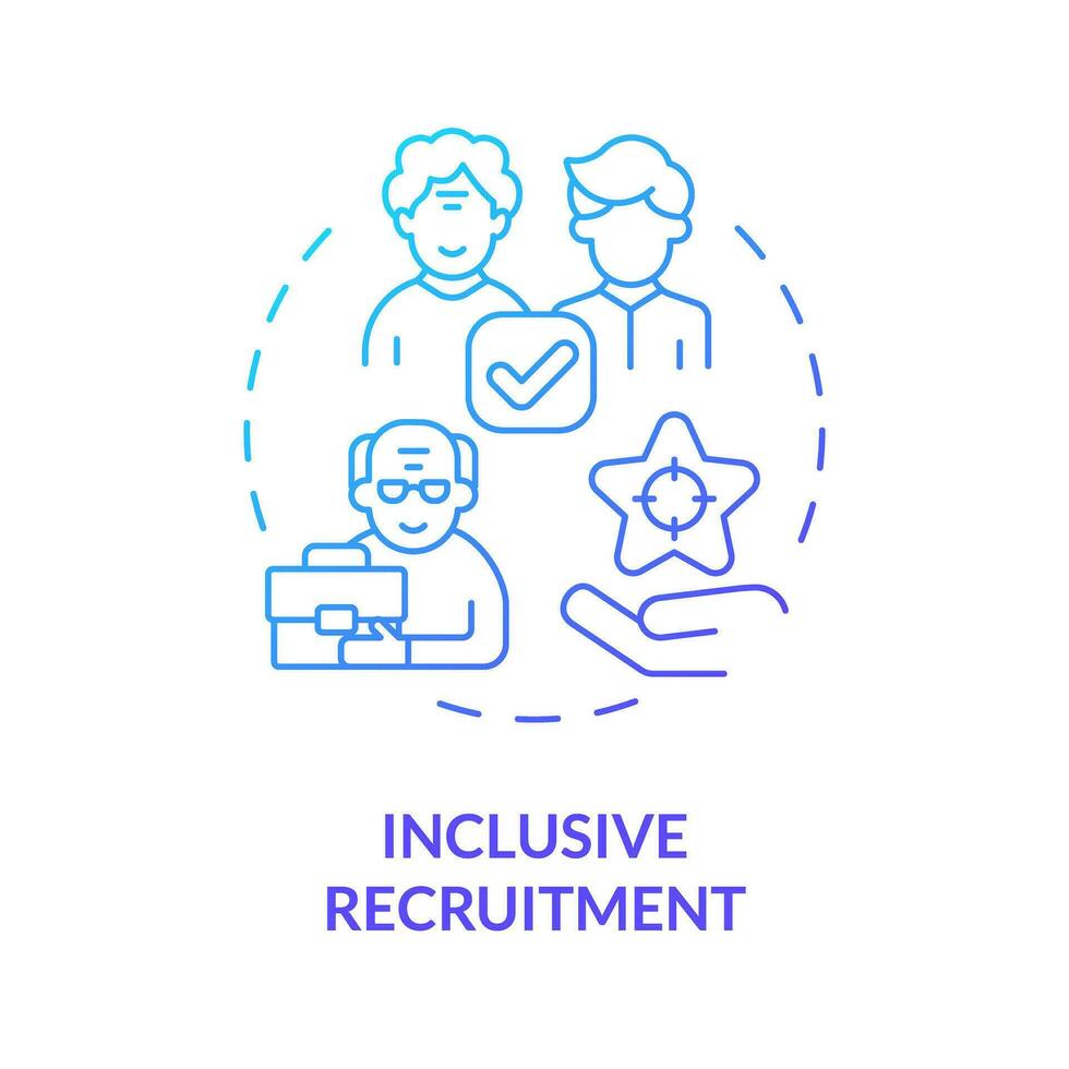 2D gradient inclusive recruitment thin line icon concept, isolated vector, blue illustration representing unretirement. vector