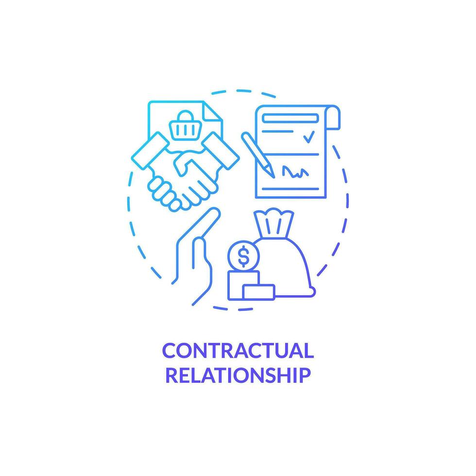 2D gradient contractual relationship thin line icon concept, isolated vector, blue illustration representing product liability. vector