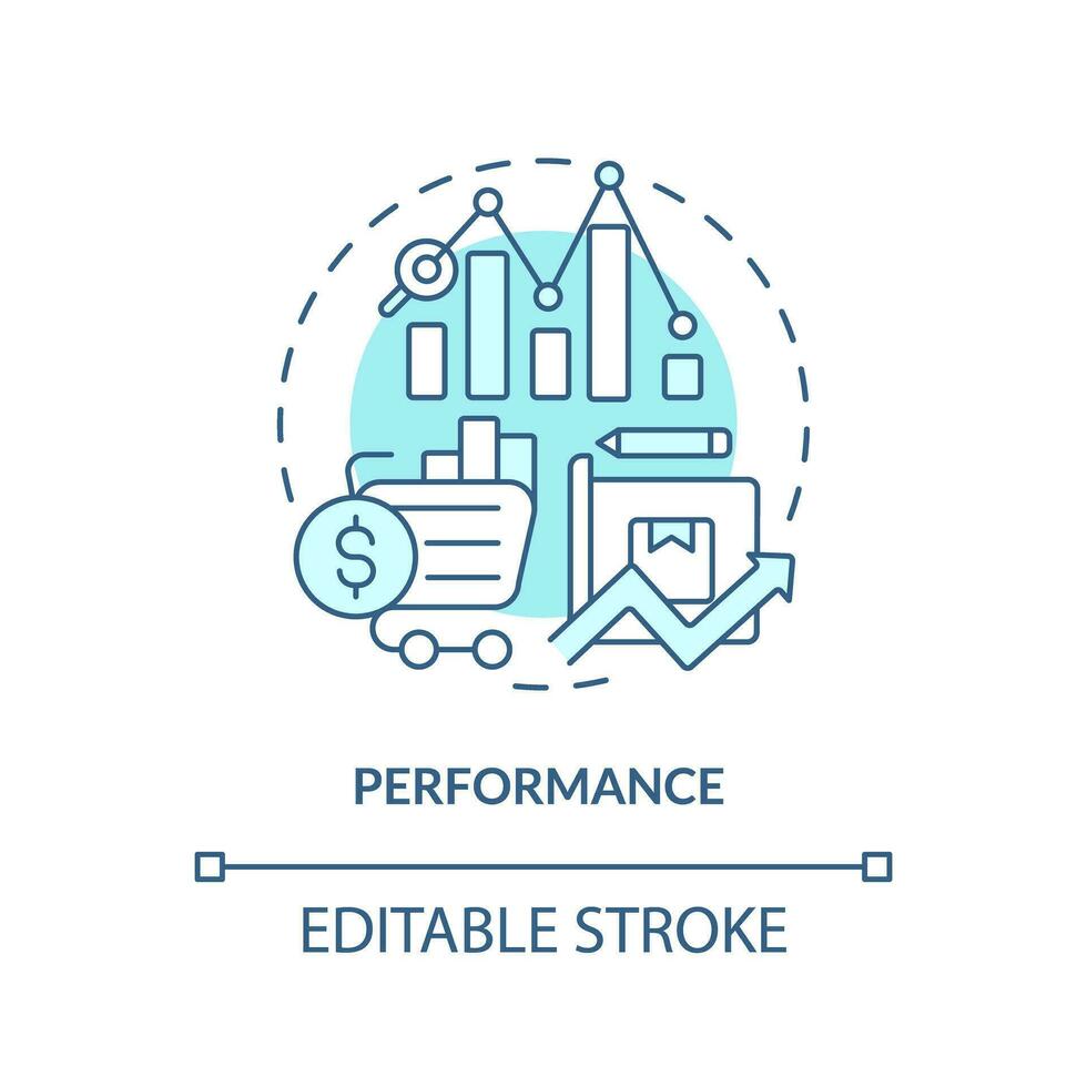 2D editable performance thin line icon concept, isolated vector, blue illustration representing vendor management. vector