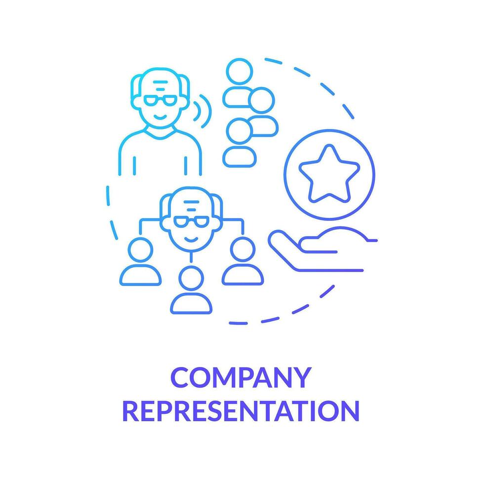 2D gradient company representation thin line icon concept, isolated vector, blue illustration representing unretirement. vector