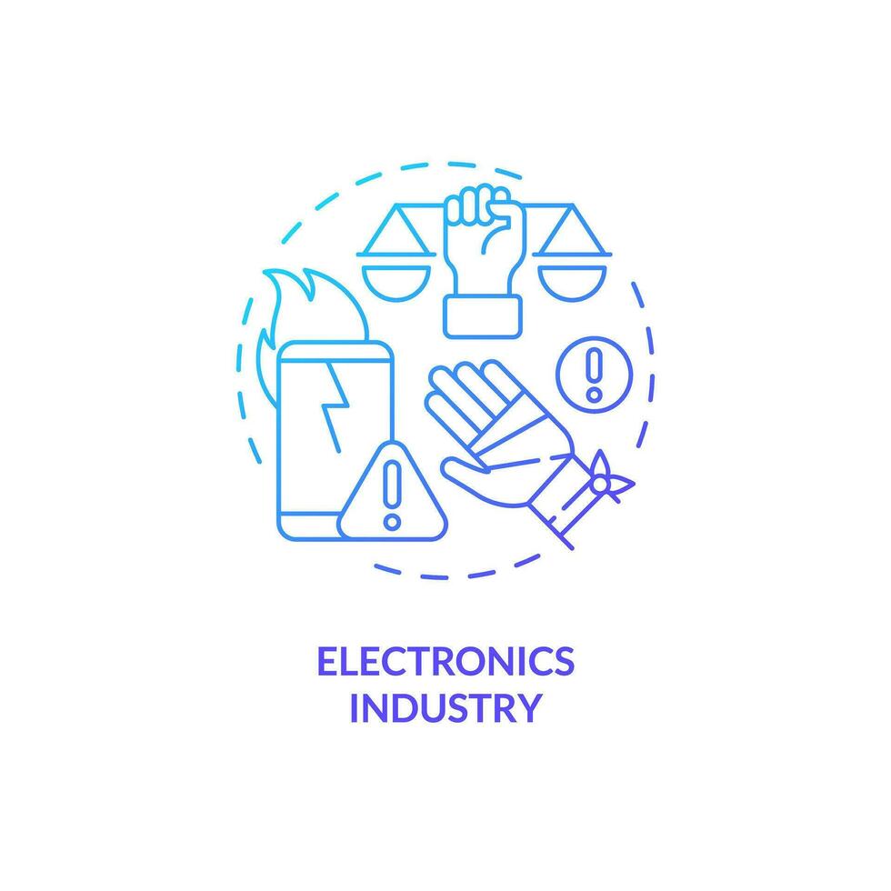2D gradient electronics industry thin line icon concept, isolated vector, blue illustration representing product liability. vector
