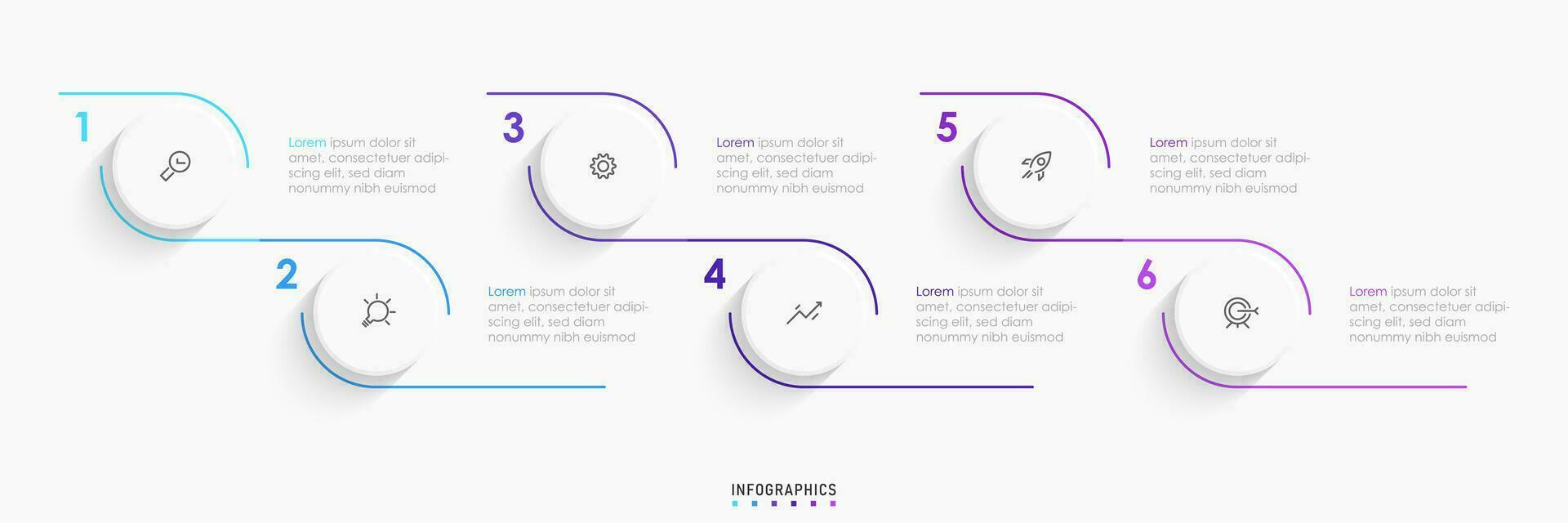 Vector Infographic label design template with icons and 6 options or steps. Can be used for process diagram, presentations, workflow layout, banner, flow chart, info graph.