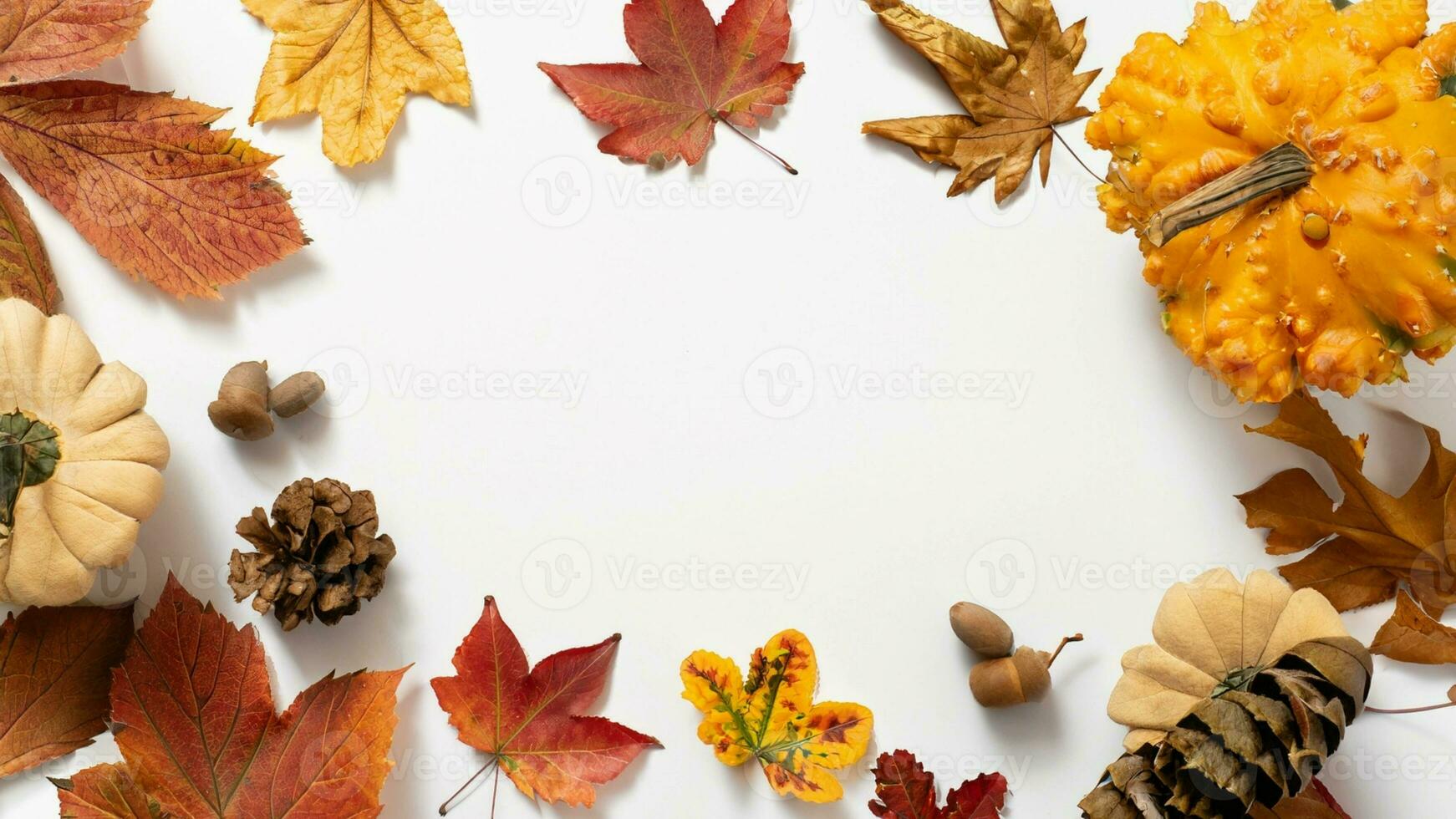 otoño plano laico antecedentes en blanco foto