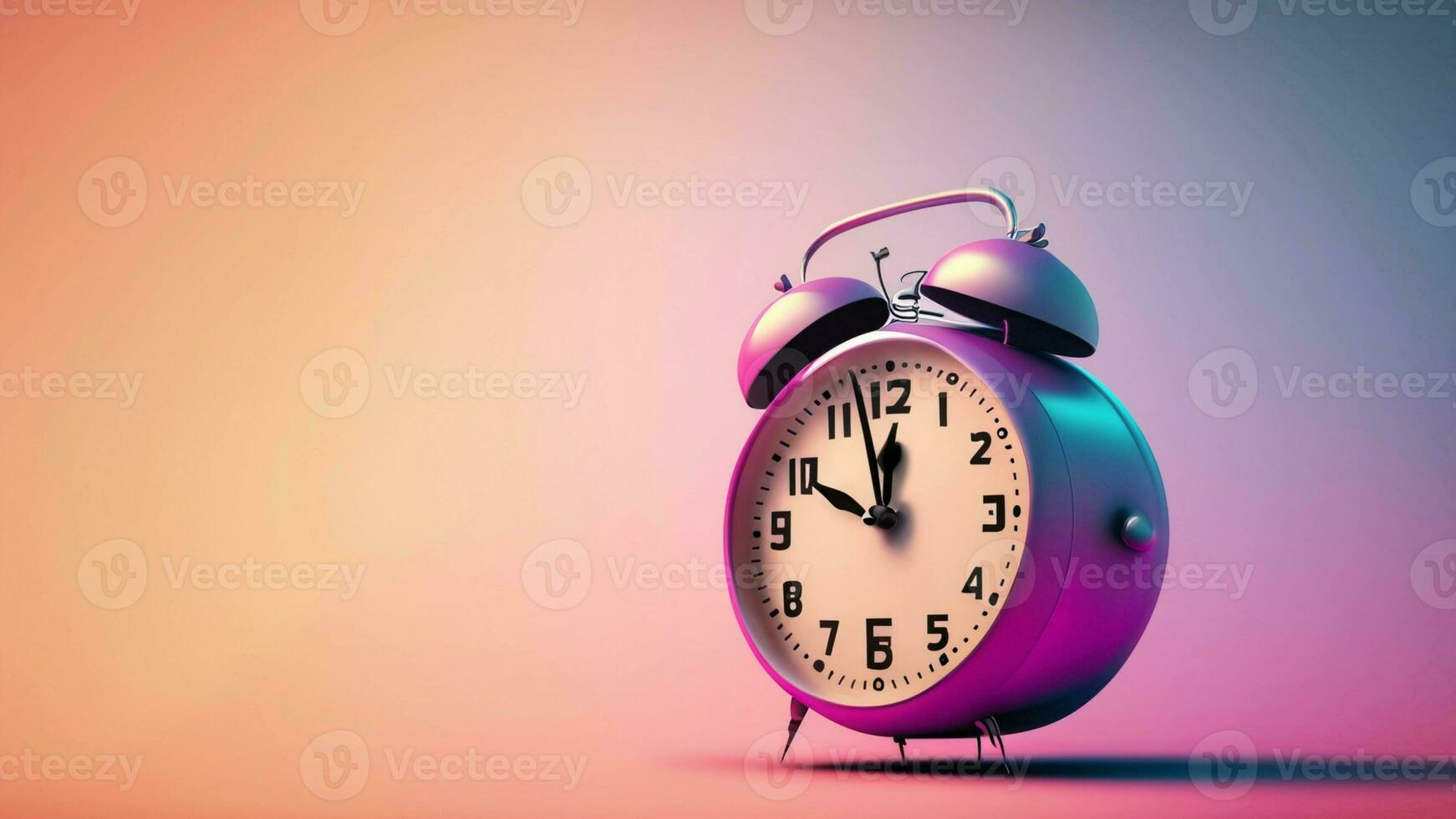 3d Clásico alarma reloj pastel antecedentes con natural ligero ese caídas en el suelo terminado hora foto