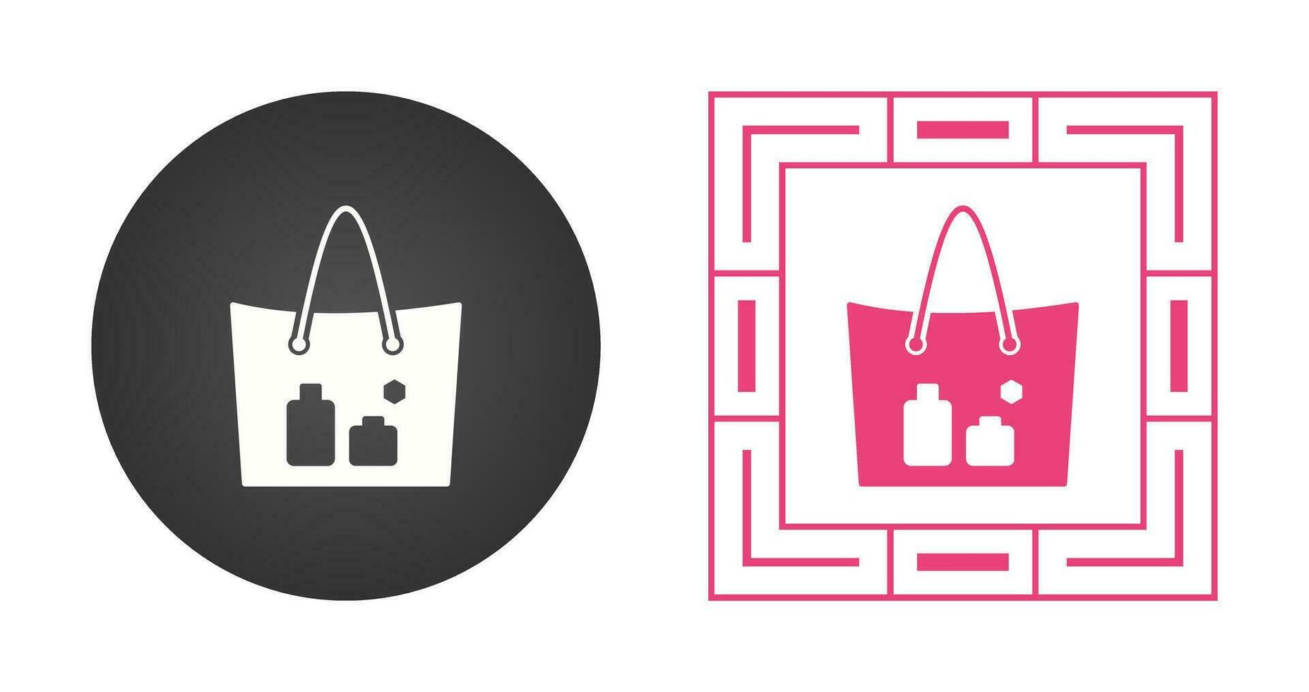 artículos en un icono de vector de bolsa