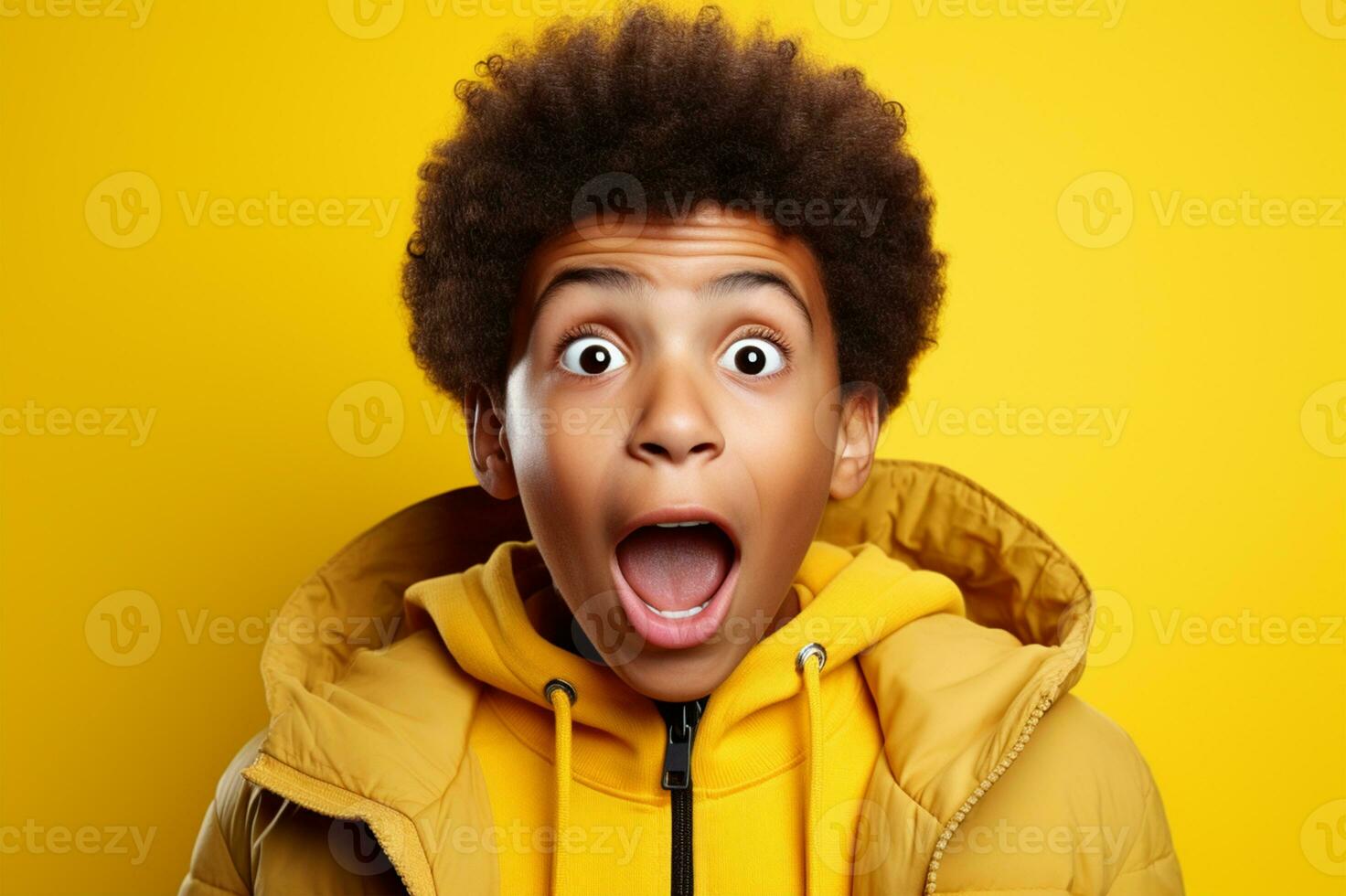 Teenager child boy with shocked facial expression AI Generated photo