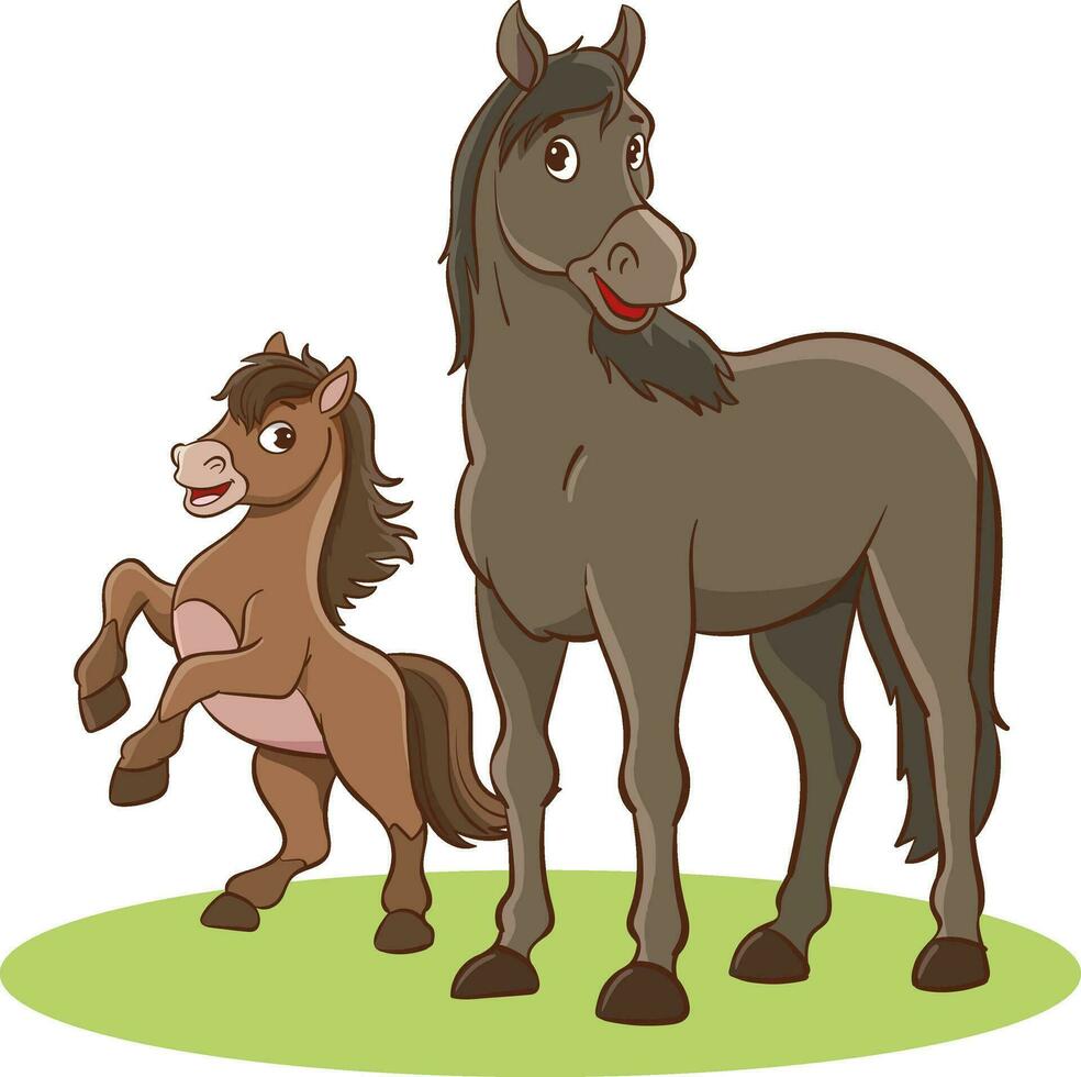 vector ilustración de madre caballo y bebé caballo