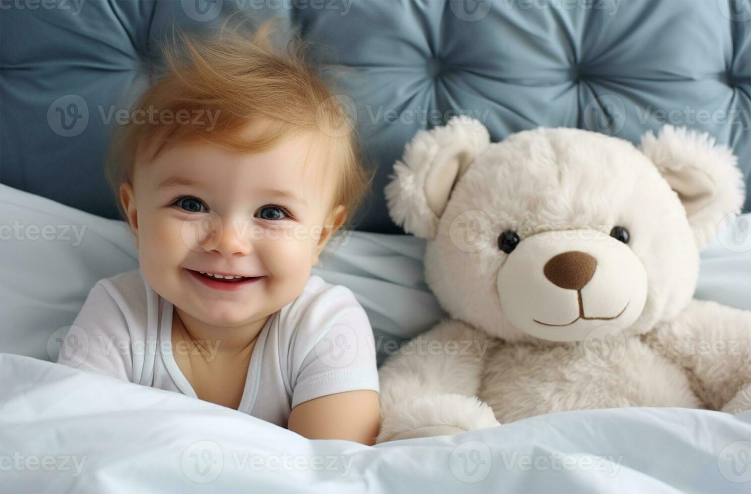 baby child with teddy bear AI Generated photo