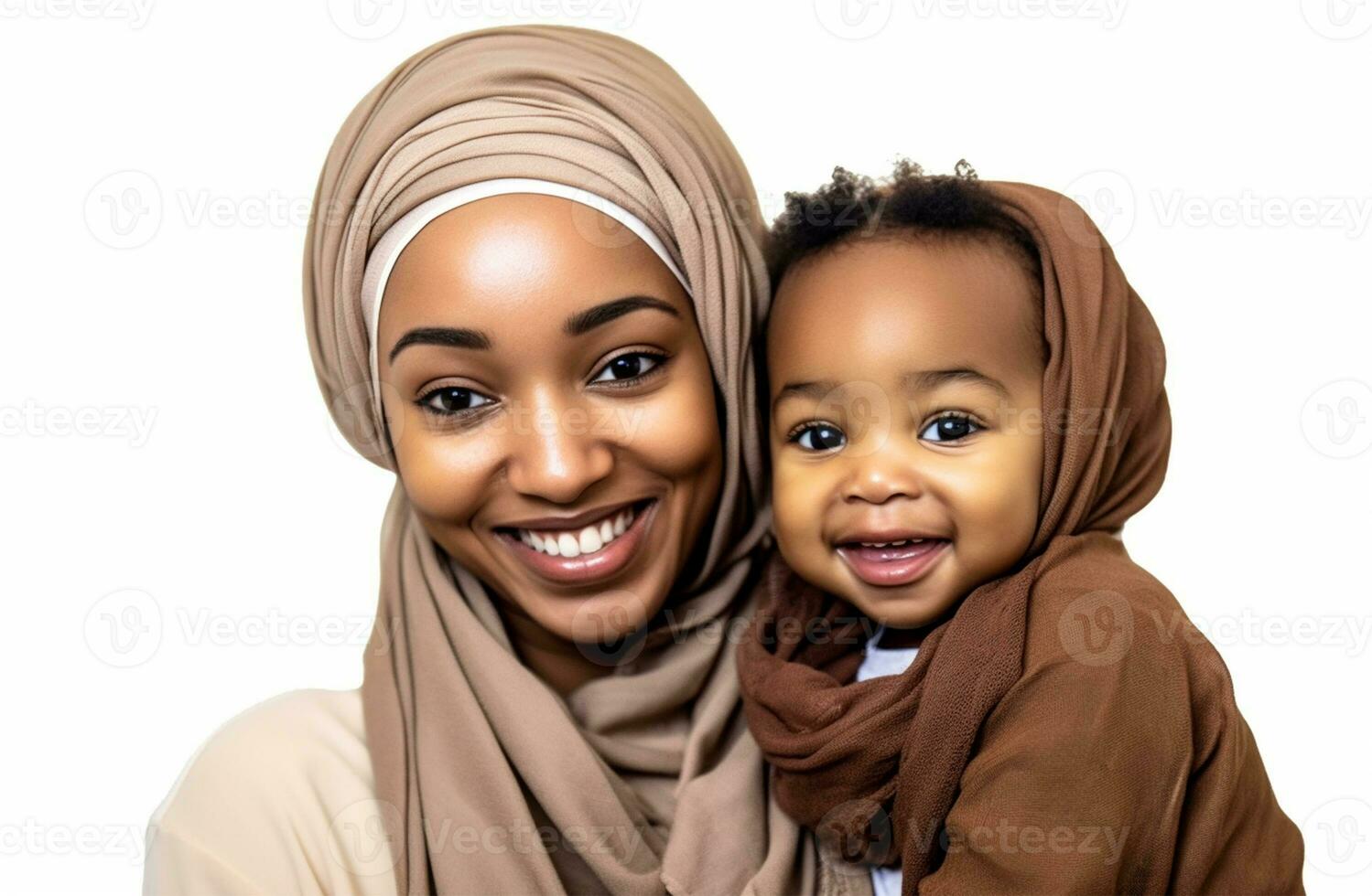 mamá pequeño niño aislado en blanco antecedentes estudio retrato. de la madre día amor familia ai generado foto