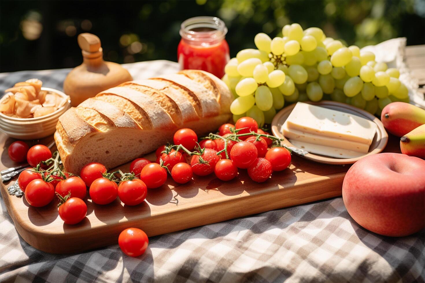 Healthy food for picnic outside photo