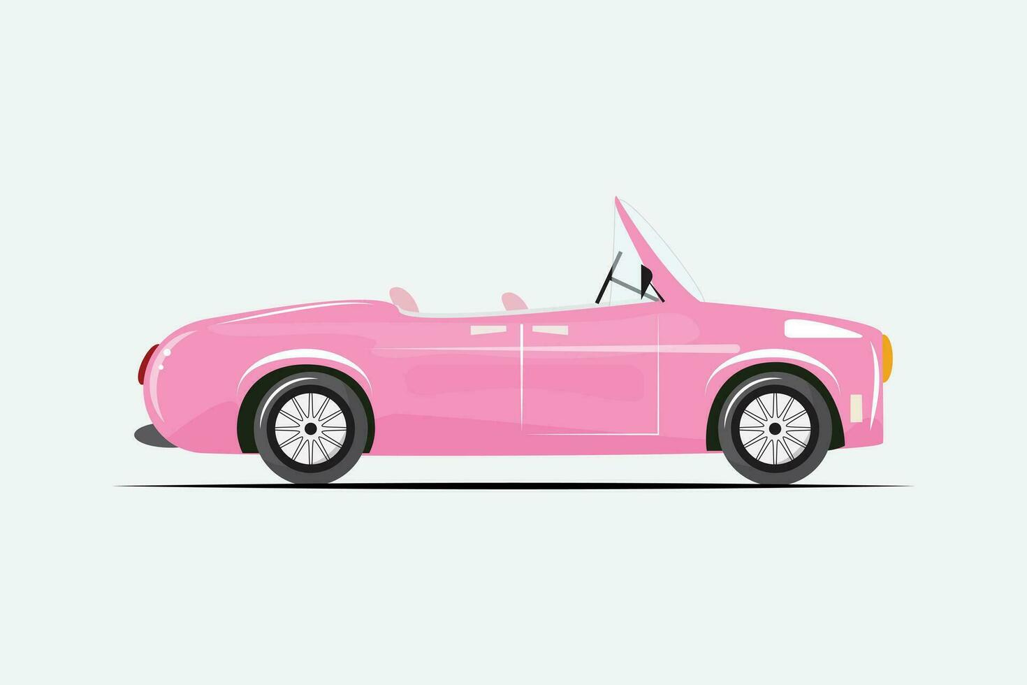 Trendy flat illustration of a pink cabriolet. Pink car vector