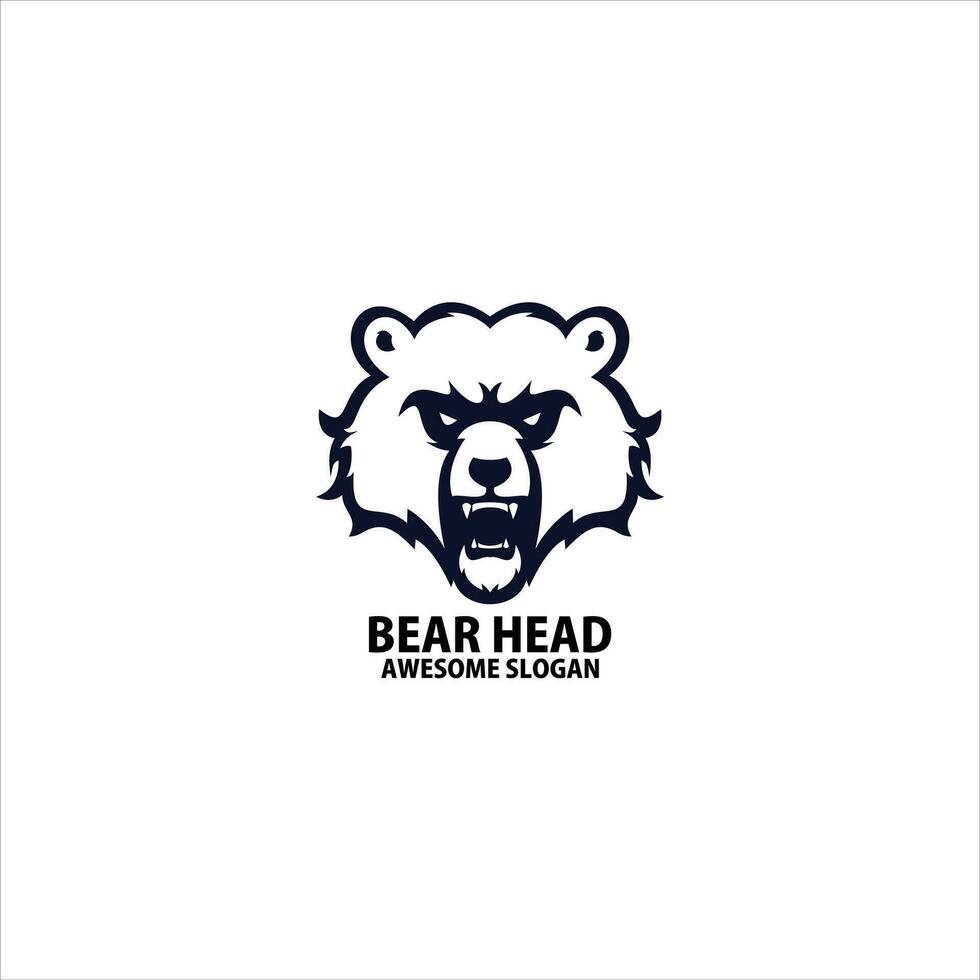 bear head logo design line color vector