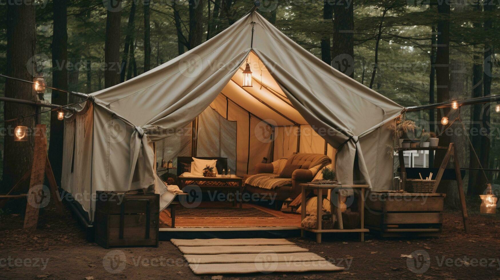 Generative AI, Camping outdoor concept in neutral muted colors, tourist camp photo