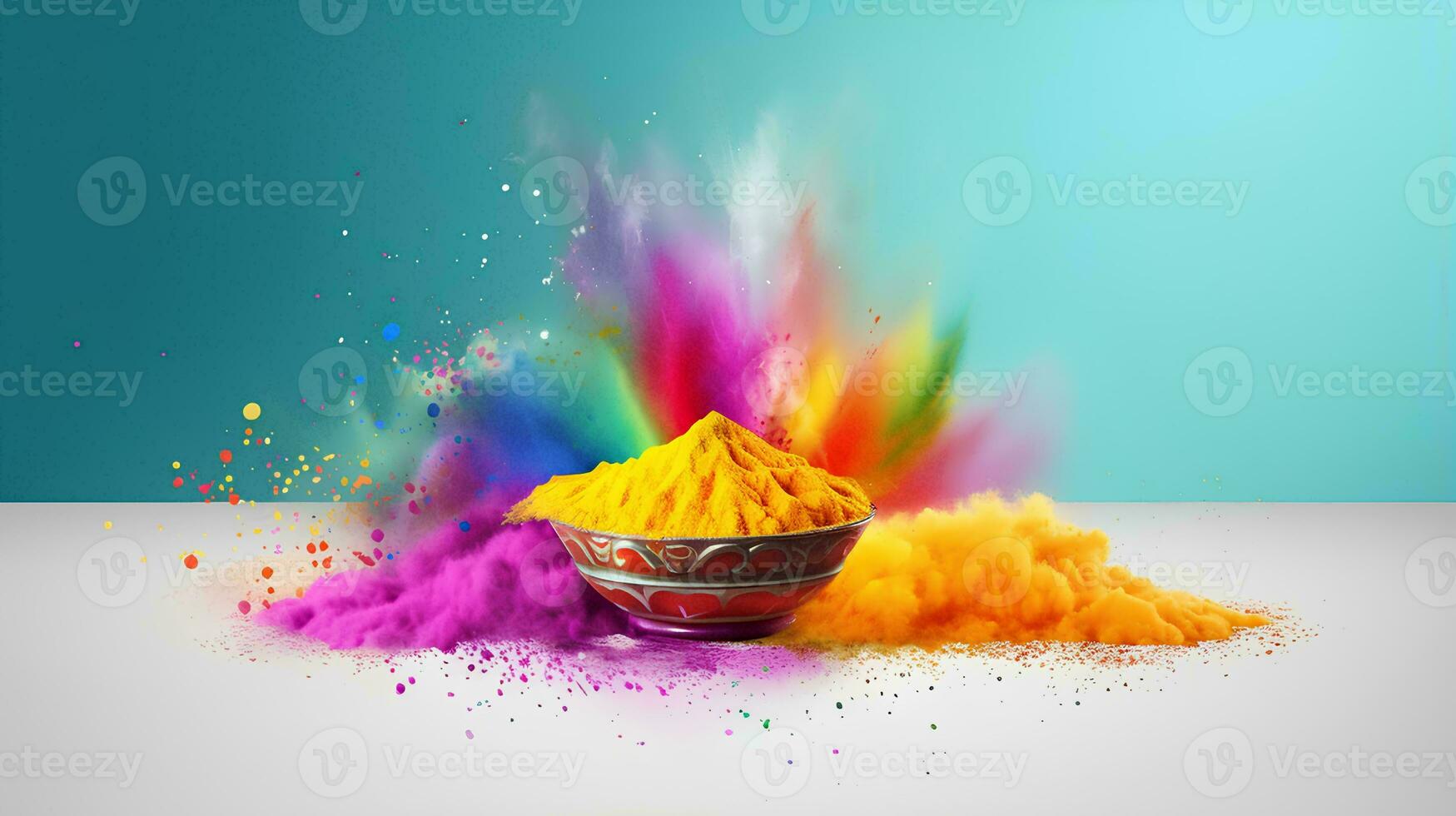 Abstract art powder paint on white background. photo