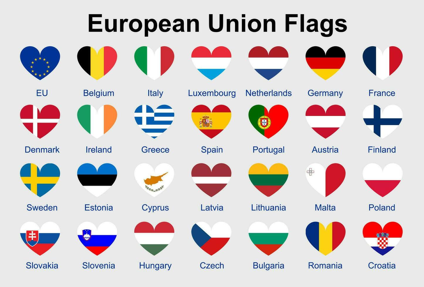 European Union flag vector icons.