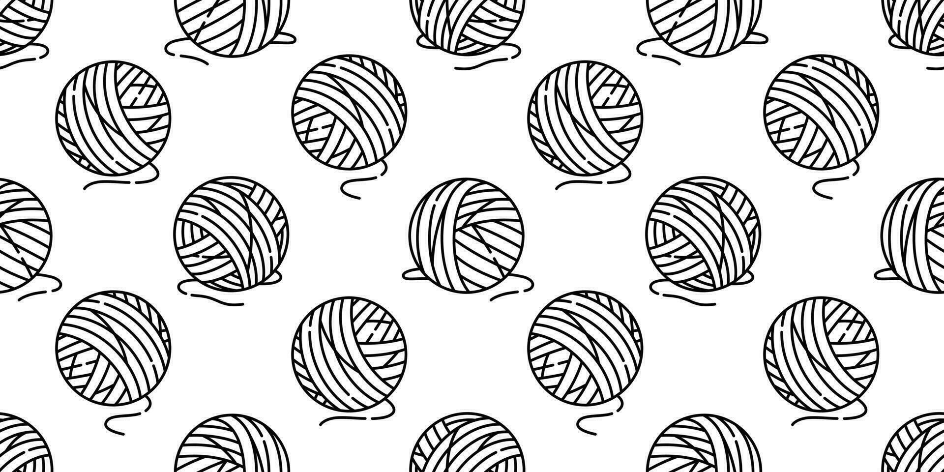 yarn ball seamless pattern vector balls of yarn knitting needles cat toy repeat isolated wallpaper tile background cartoon illustration