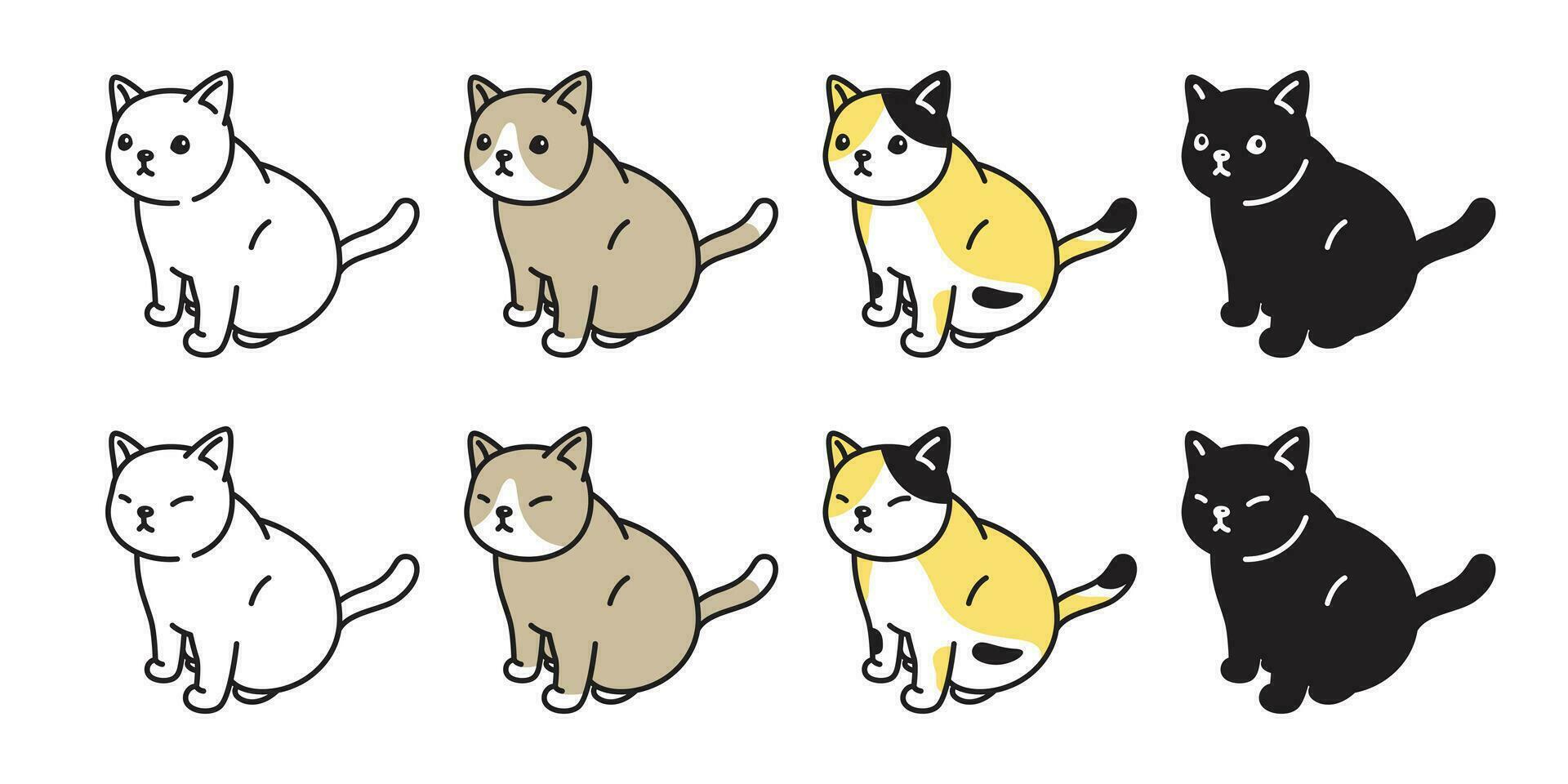 gato icono vector gatito calicó logo sentado personaje dibujos animados jengibre símbolo ilustración garabatear