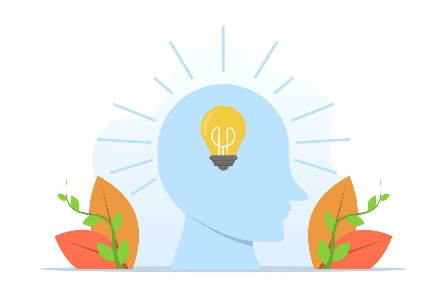 concept of wisdom, education or philosophy, knowledge and learning, understanding or intuition, critical thinking or creativity, study, human head with metaphor of wisdom and education. vector