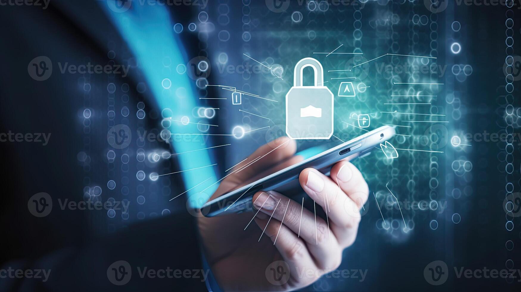 View of a Security concept with a locker open on an internet application - technology concept photo