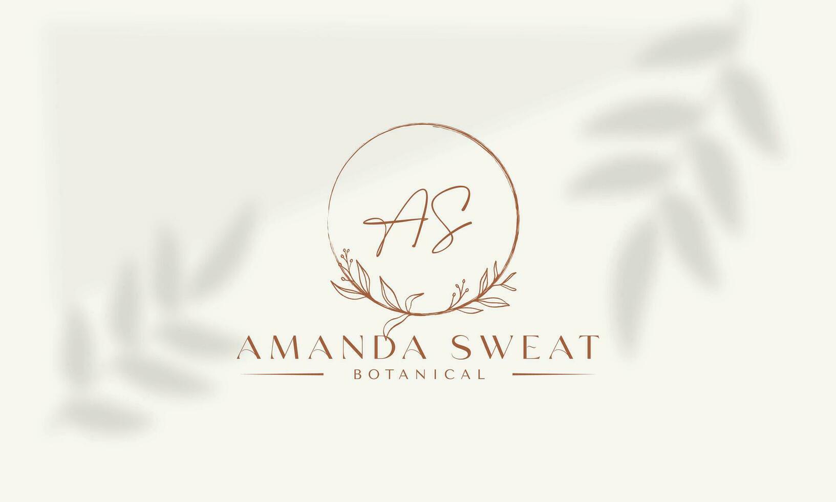 Amanda sweat Botanical Floral element Vector Trendy Hand Drawn Logo with Wild Flower and Leaves