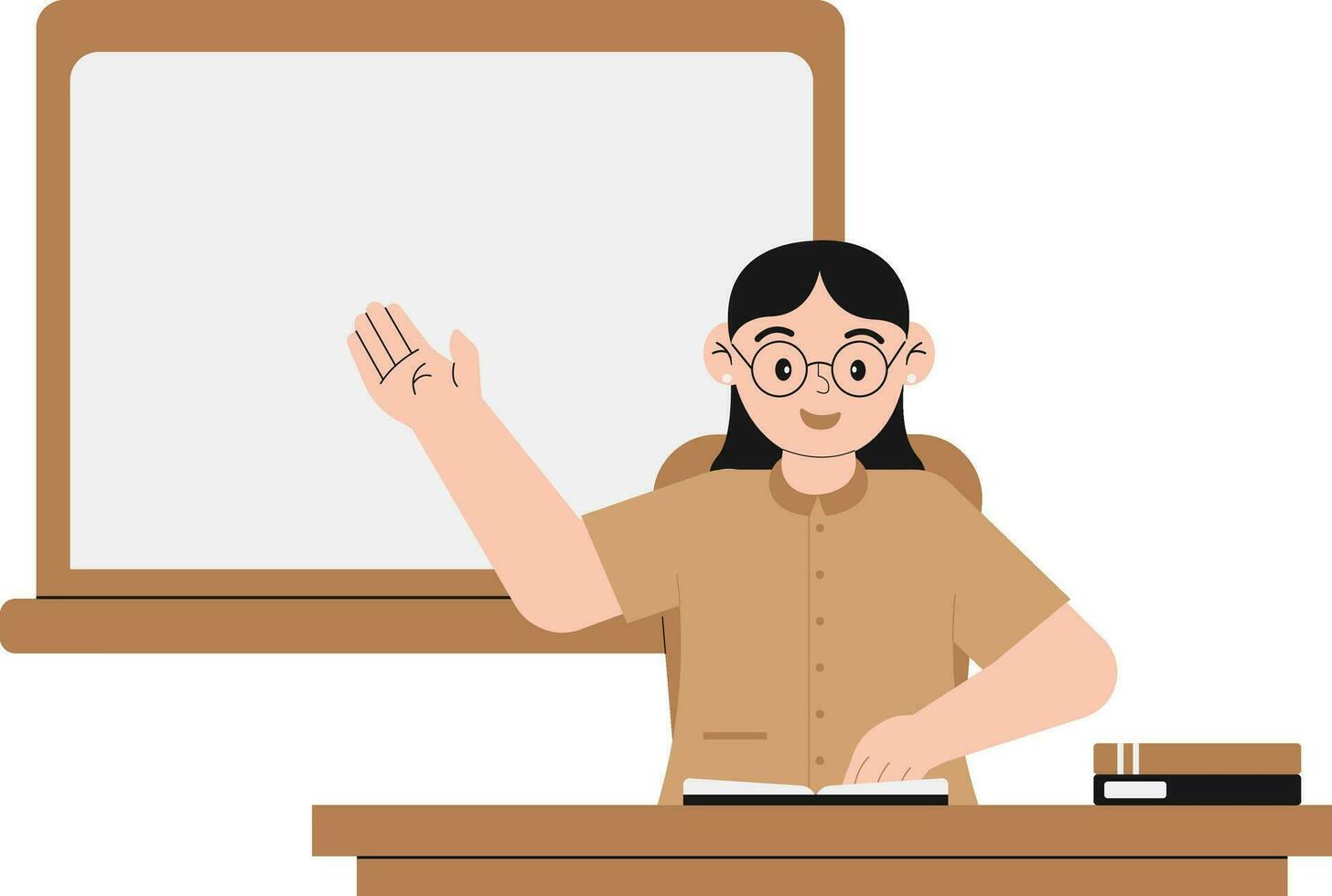 Female Teacher Explaining Material From Books Illustration vector