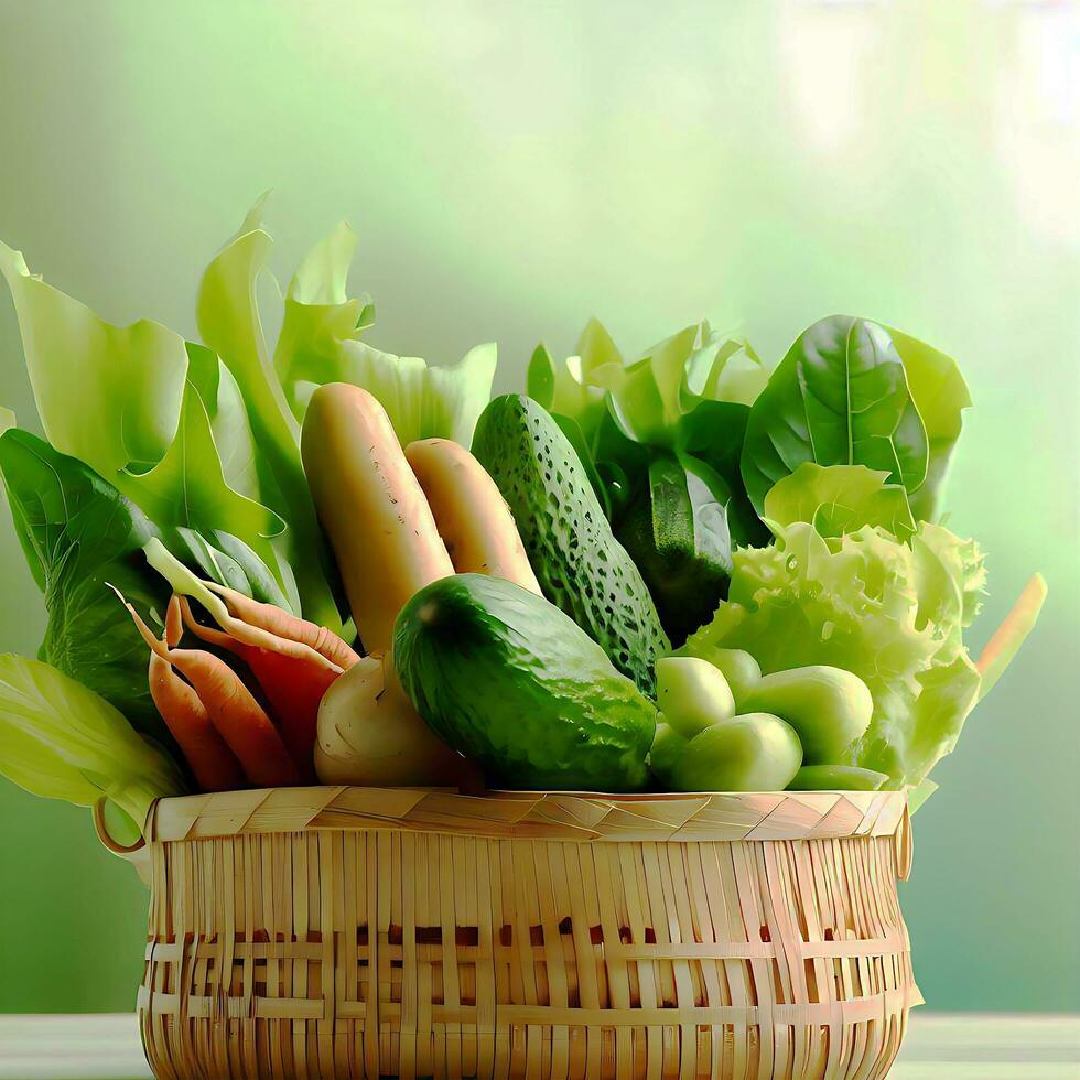 basket and some vegetables AI generated image photo