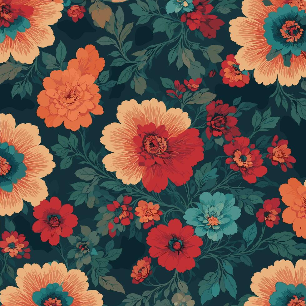 Colorful floral print background. Flat abstract colorful flower pint pattern. Seamless floral pattern with bright colorful flowers pattern. Colorful flower texture background. photo
