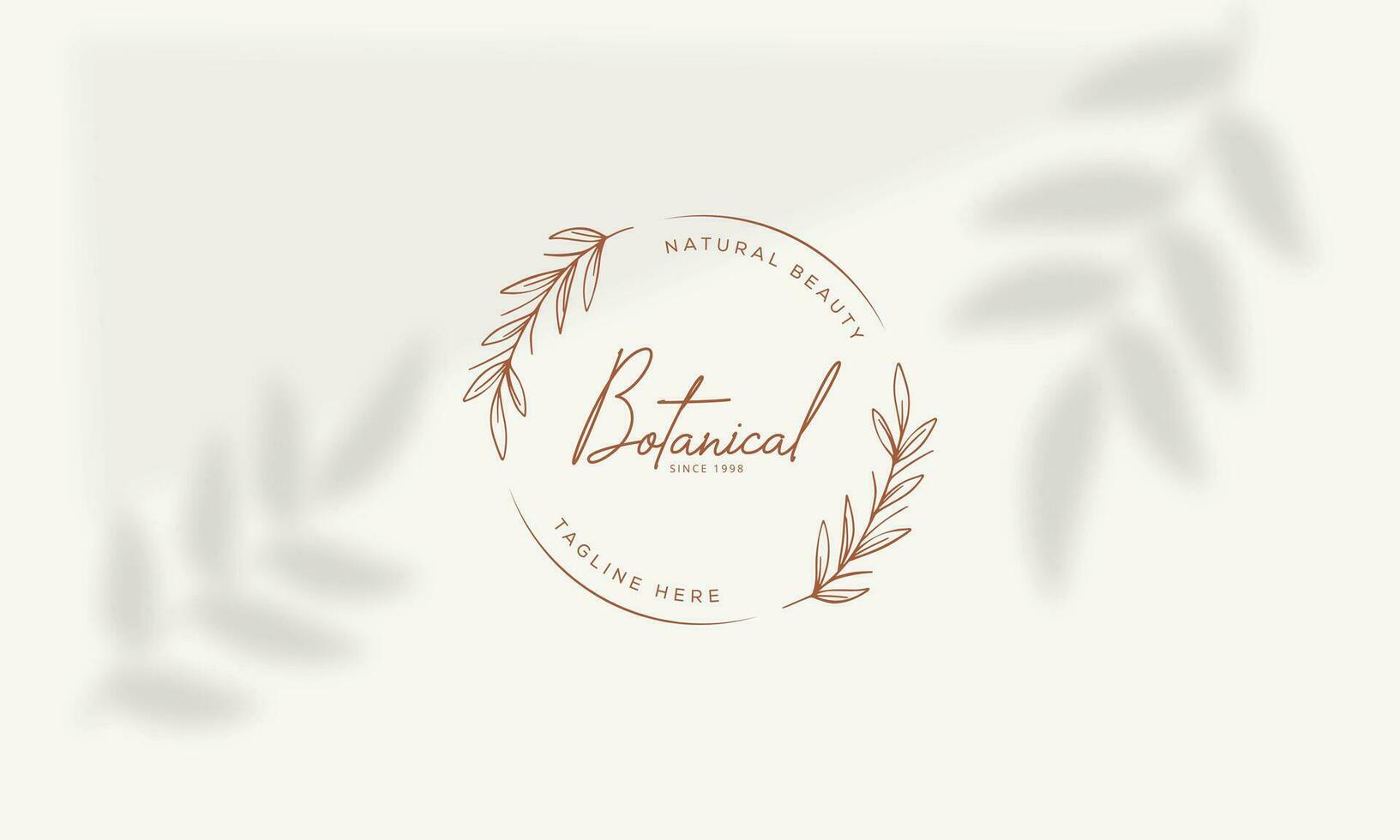 Botanical Floral element Vector Trendy Hand Drawn Logo with Wild Flower and Leaves