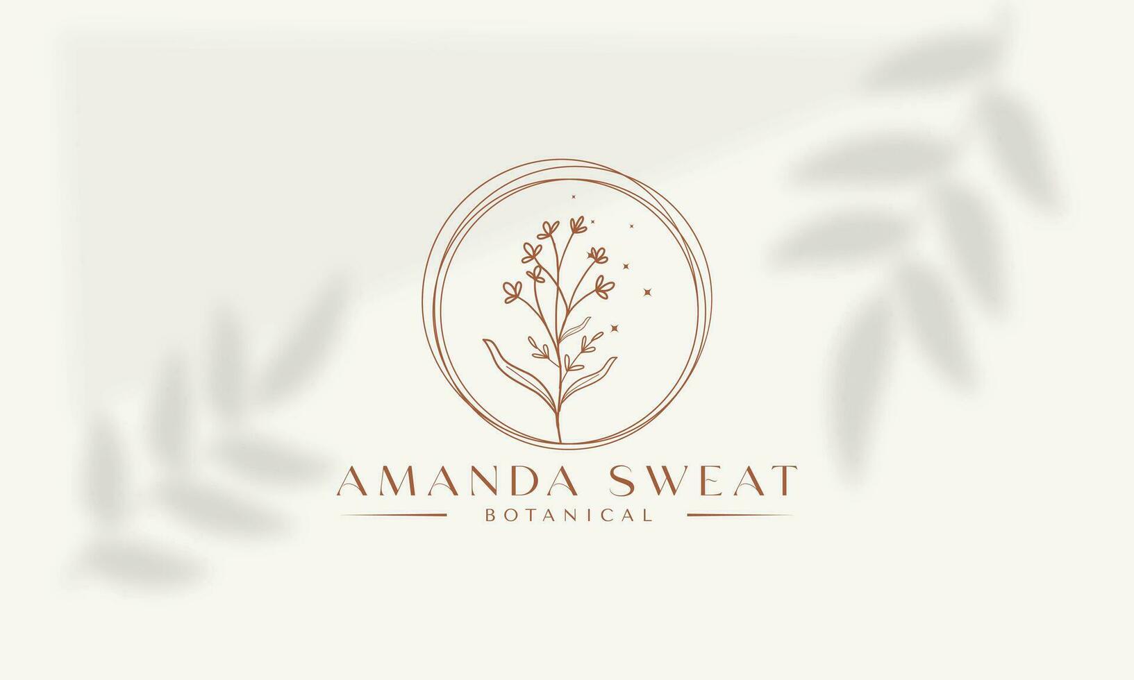 Amanda Sweat Botanical Floral element Vector Trendy Hand Drawn Logo with Wild Flower and Leaves