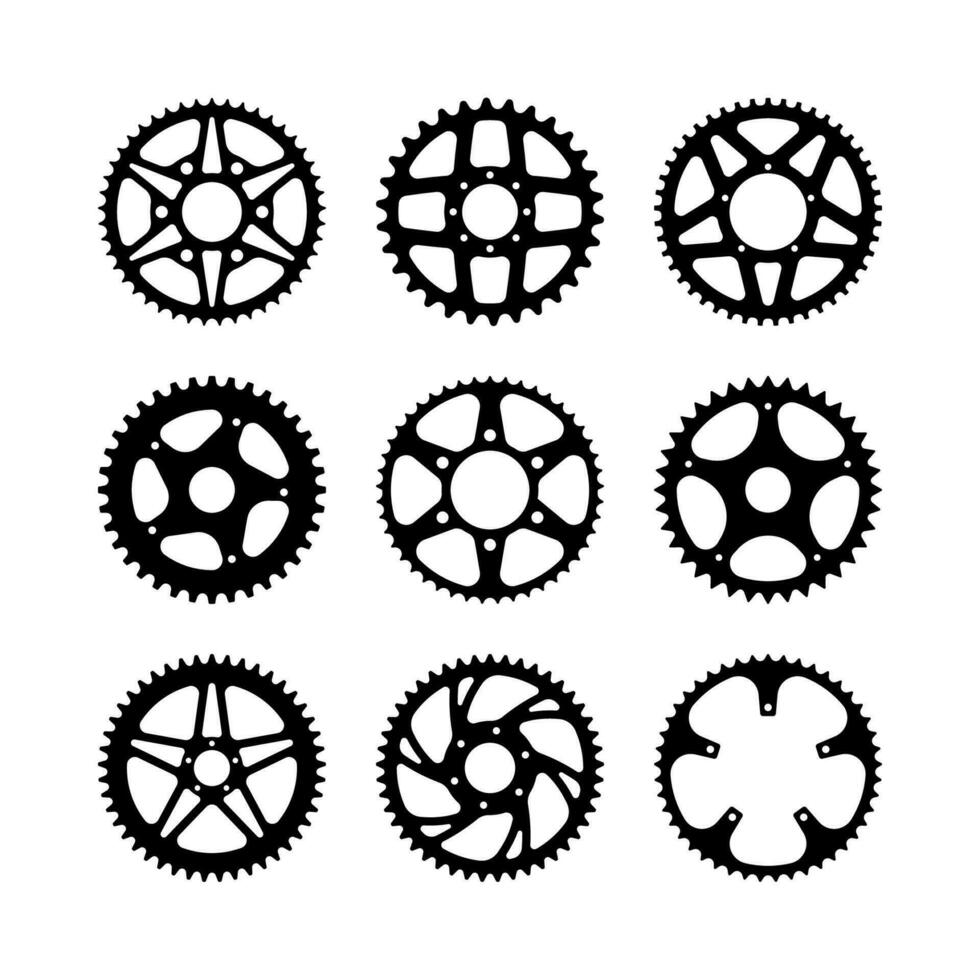 Sprocket wheel vector. Bicycle parts. Silhouette vector. vector