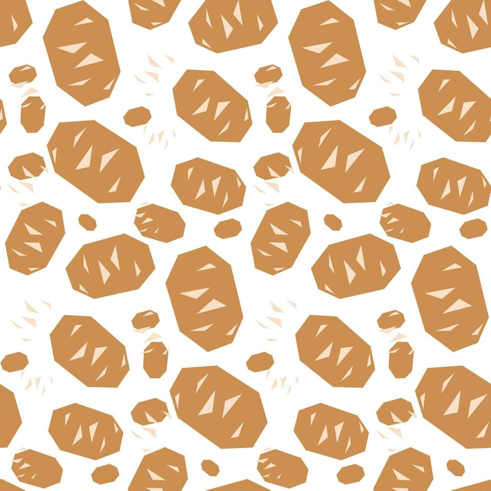 Cartoon seamless pattern of geometric potatoes on a white background. Vegetable theme background, vector illustration of vegetables, desktop wallpaper, healthy vegan food. Packaging for products