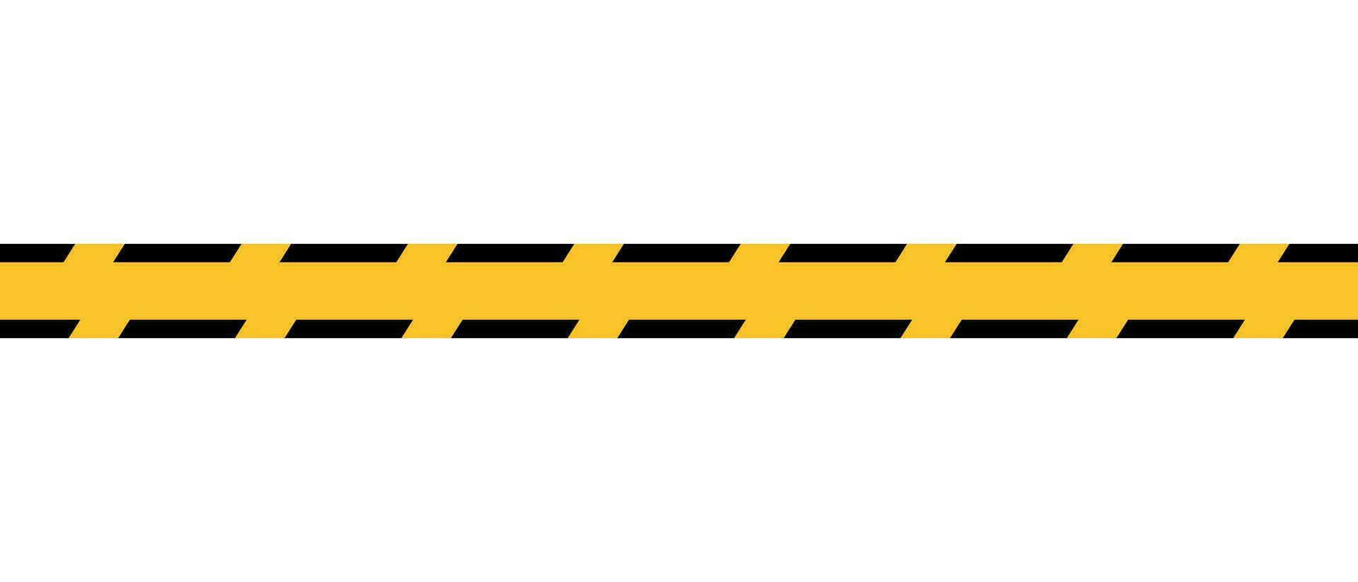 Warning tape. Horizontal seamless borders. Black and yellow line striped. Vector illustration