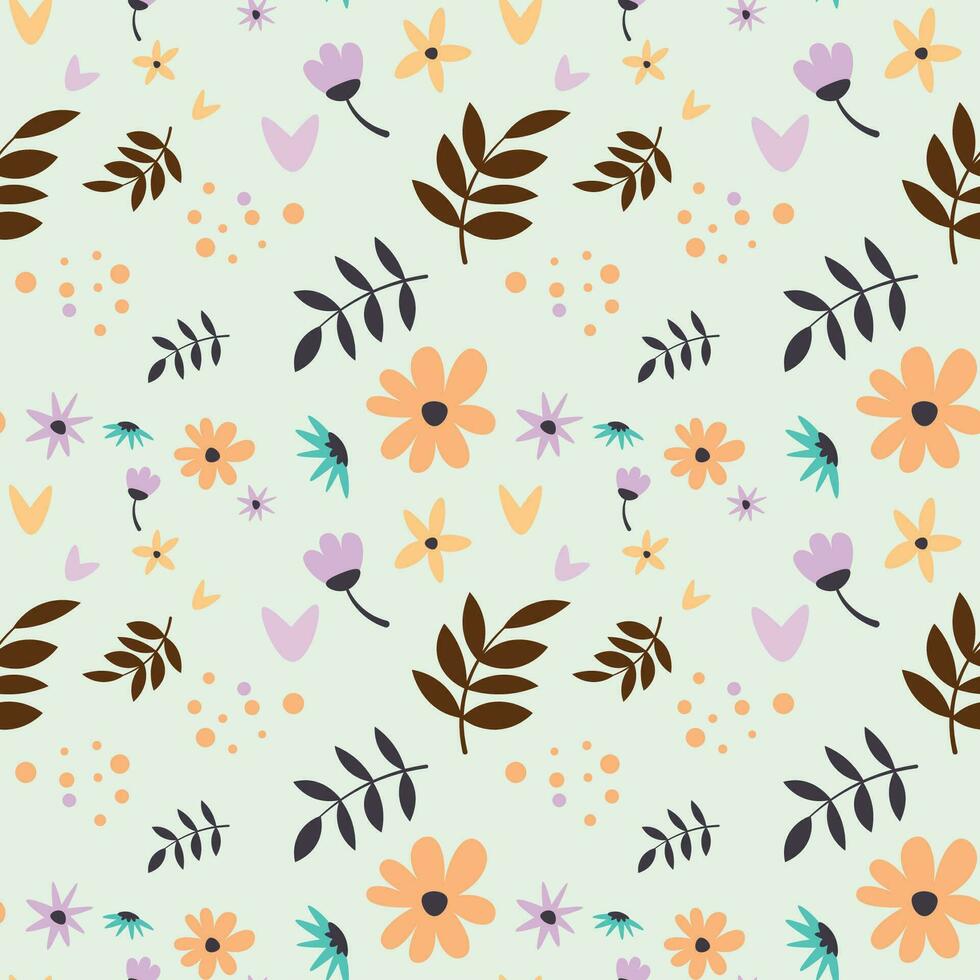 Abstract flat hand draw floral pattern background. Vector. vector