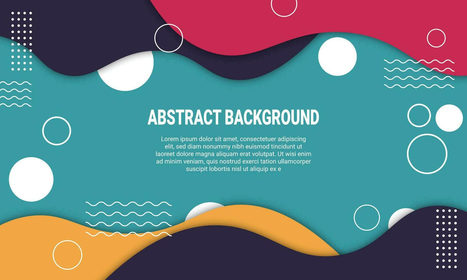 Colorful wavy above and bellow with white memphis style background. vector