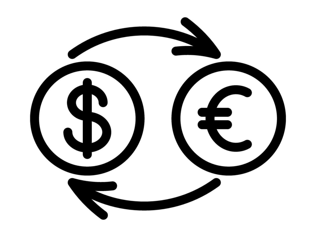 Vector currency exchange icon. Editable stroke. Exchange euro and dollar sign. Line business icon. Global finance concept. Money transfer. Global currency.