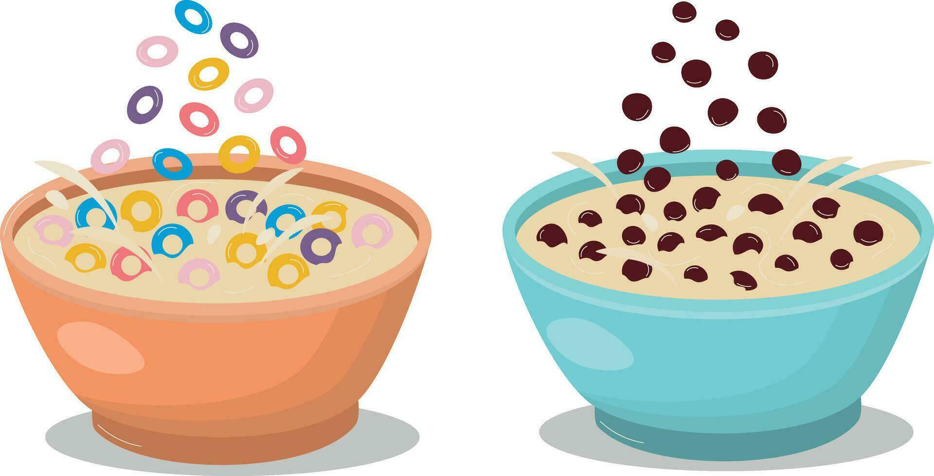 maíz copos en el formar de anillos, maíz copos en el formar de pelotas, desayuno aislado en un blanco antecedentes vector