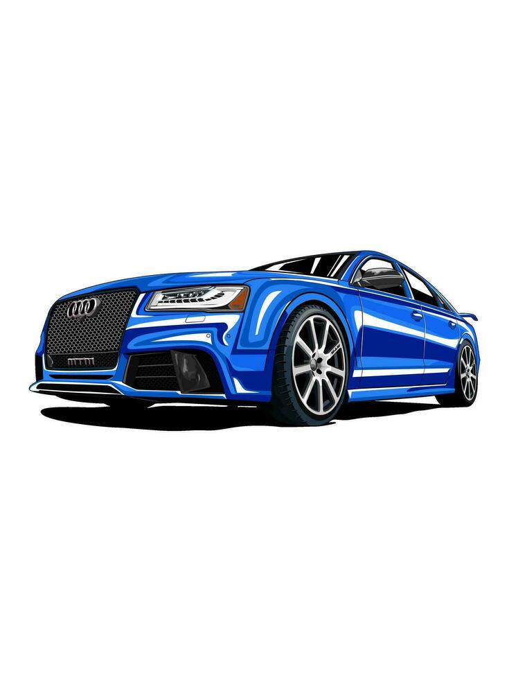 Blue single car vector illustration