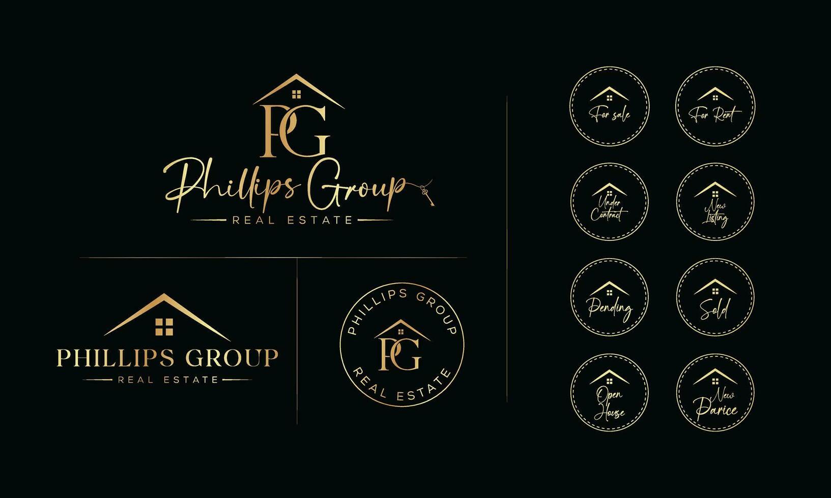 Phillips Group Real estate logo and business branding template design inspiration Vector. vector