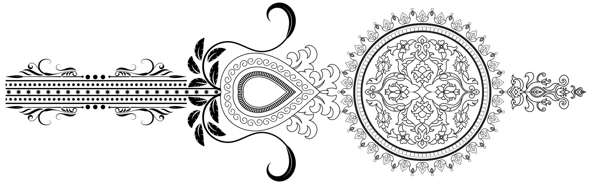 Abstract floral pattern. flower design black circle clip art creative