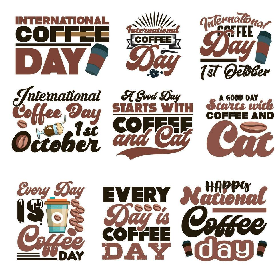 internacional café día citar t camisa diseño vector