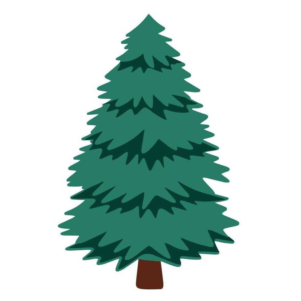 Navidad árbol en plano estilo aislado en blanco antecedentes. pino árbol, abeto árbol vector ilustración.