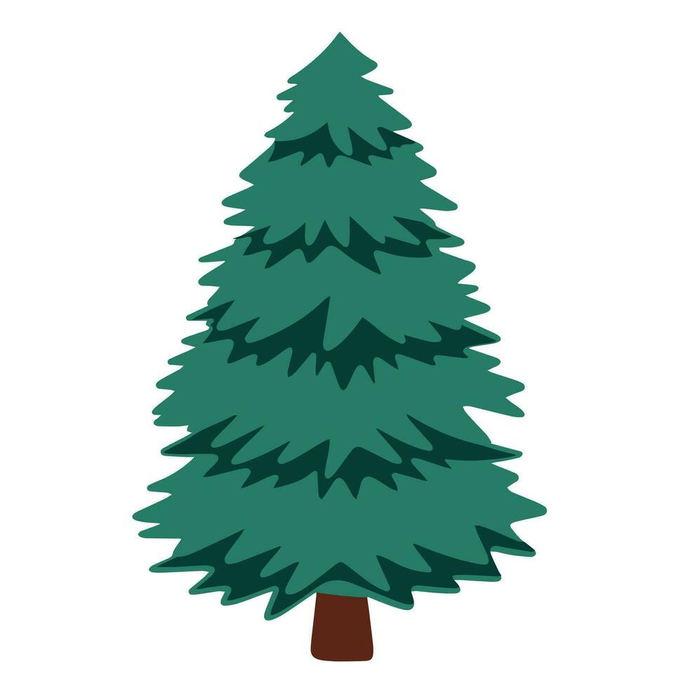 Christmas tree in flat style isolated on white background. Pine tree, Fir tree vector illustration.