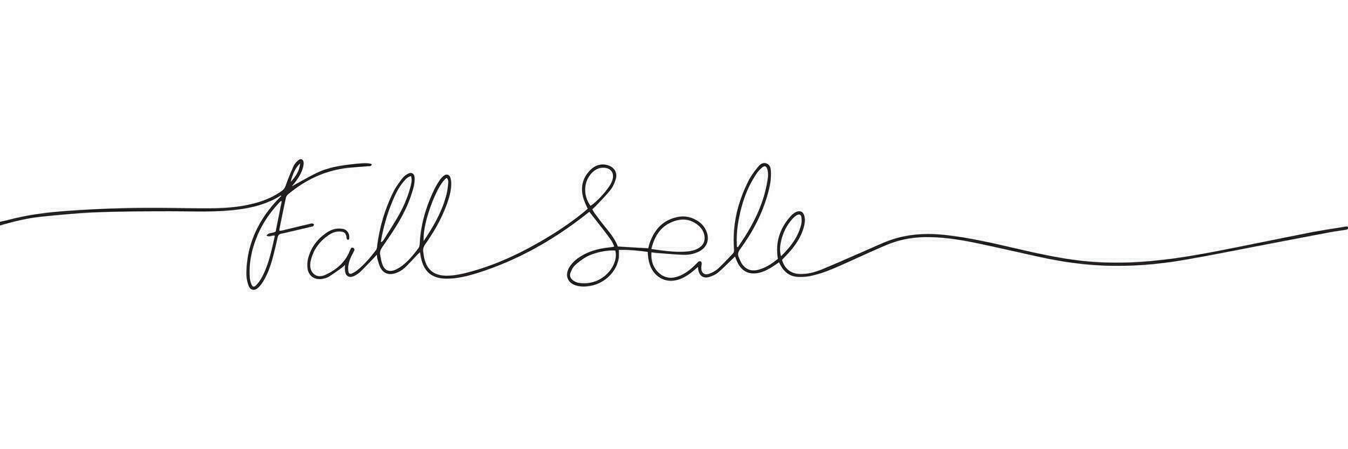 Fall Sale line art words. Autumn short phrase. One line continuous Autumn text. Vector illustration.
