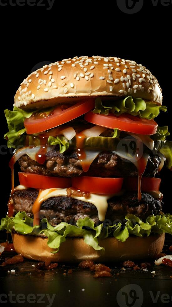Hamburger with Cheese - Food Photography - Generative AI photo