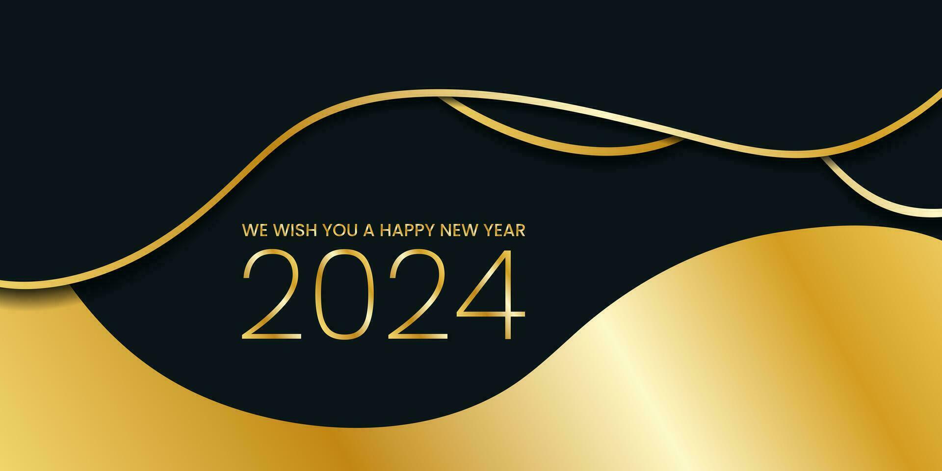 We wish you a Happy New Year 2024 Background Design. Greeting Card, Banner, Poster. Vector Illustration.