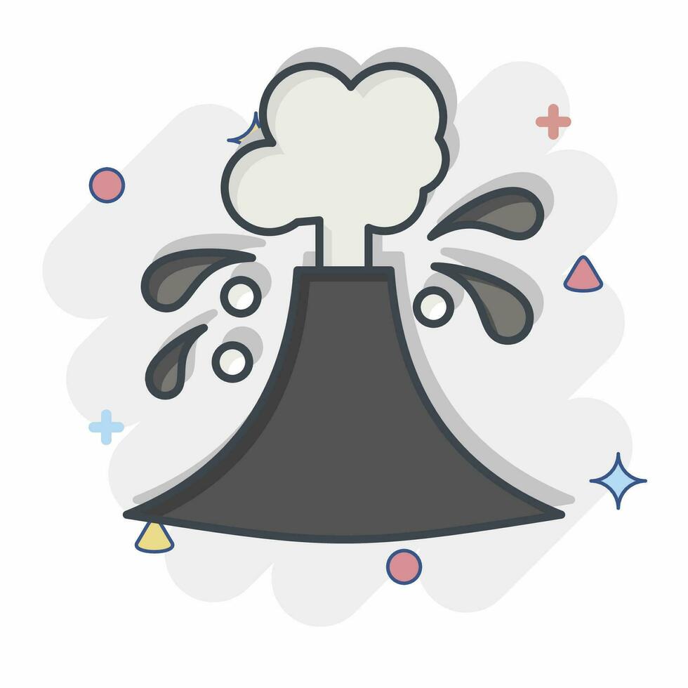 Icon Volcanic Eruptions. related to Climate Change symbol. comic style. simple design editable. simple illustration vector